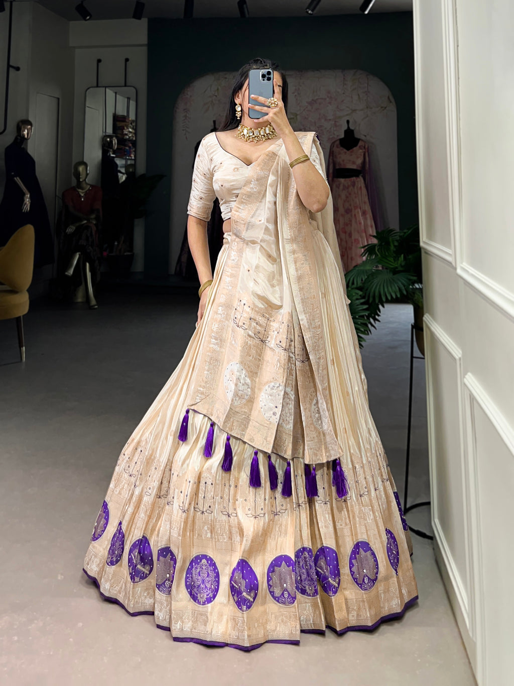 Elegant designer lehenga set with blouse and dupatta for weddings