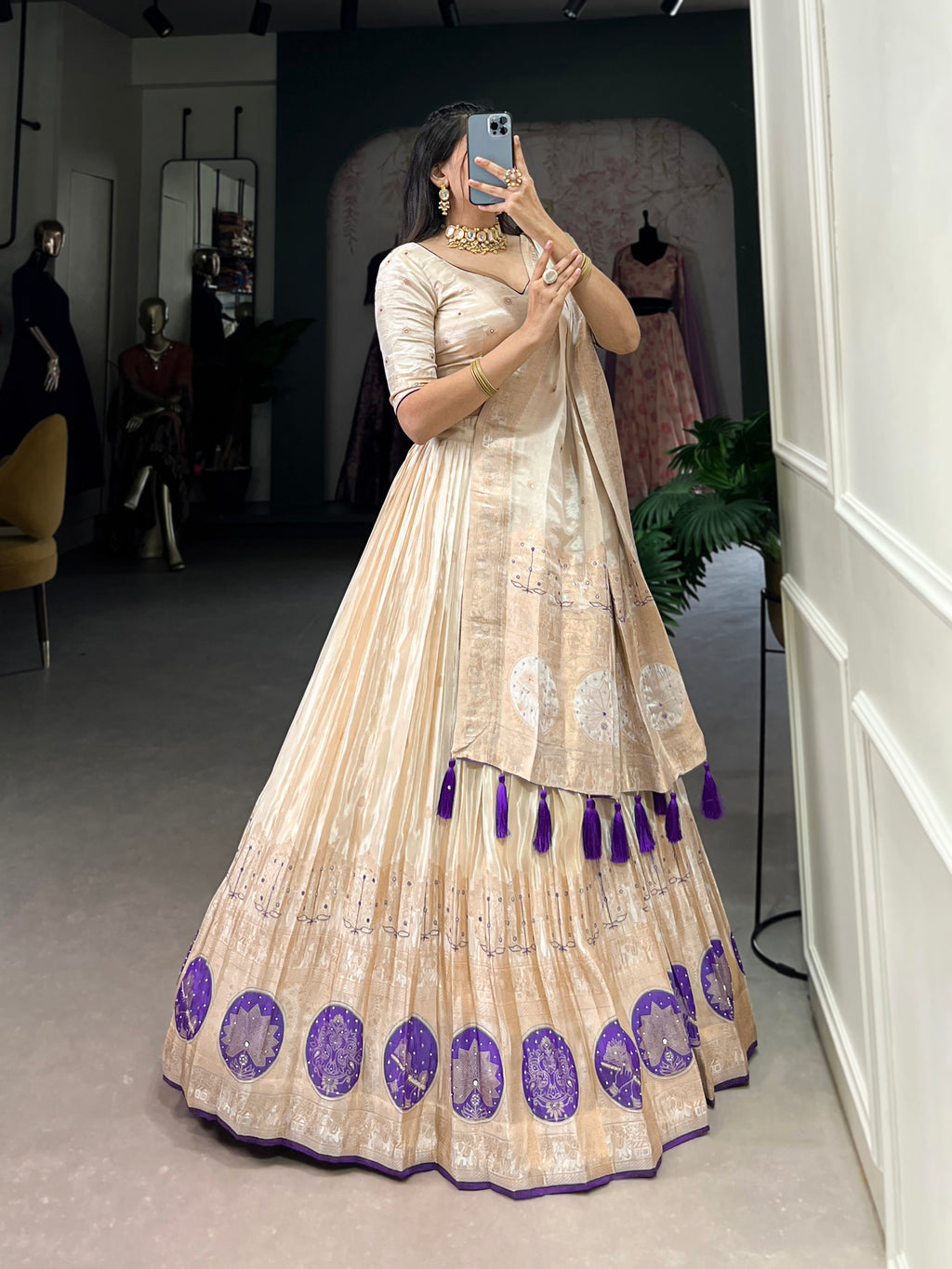 Elegant designer lehenga set with blouse and dupatta for weddings