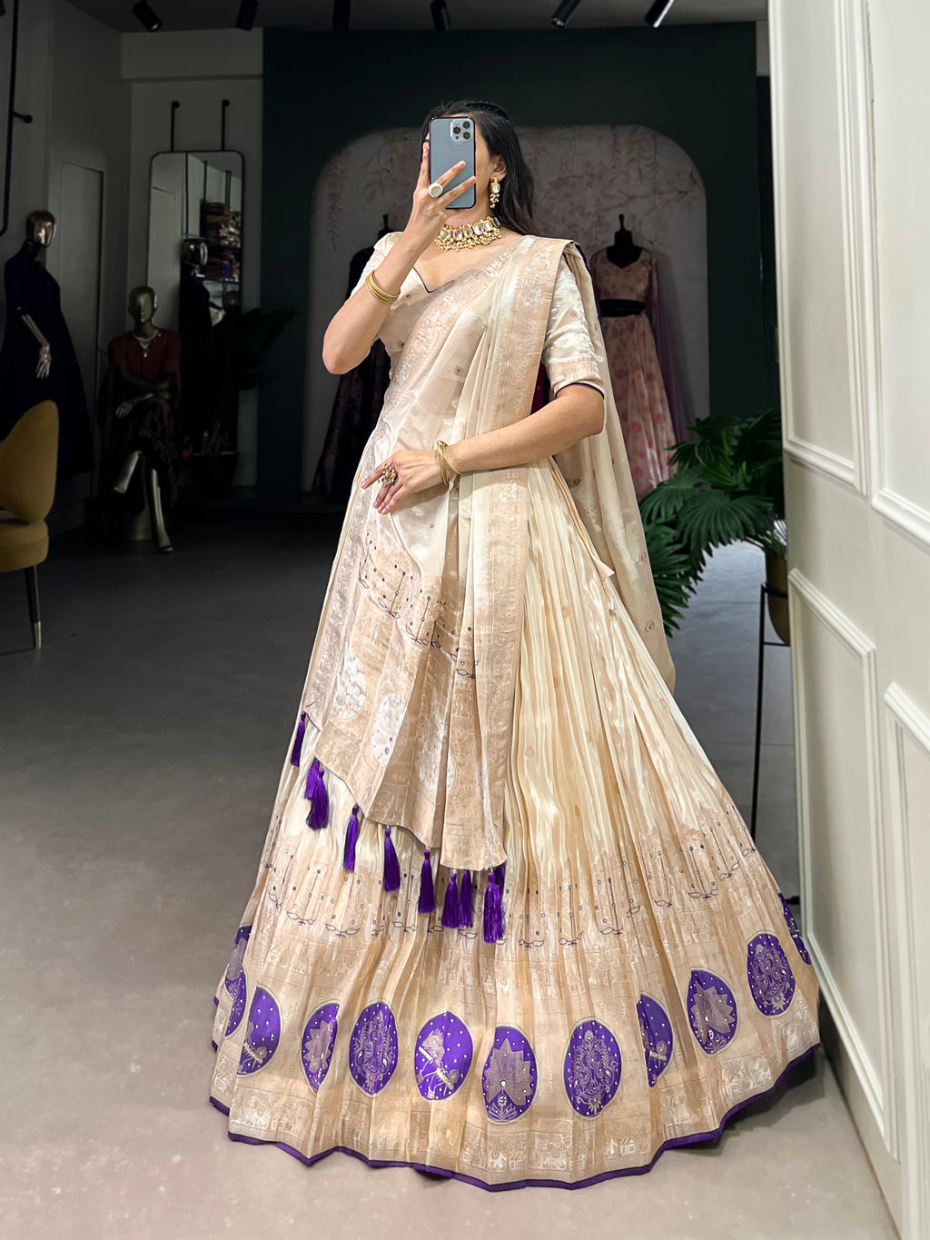 Elegant designer lehenga set with blouse and dupatta for weddings