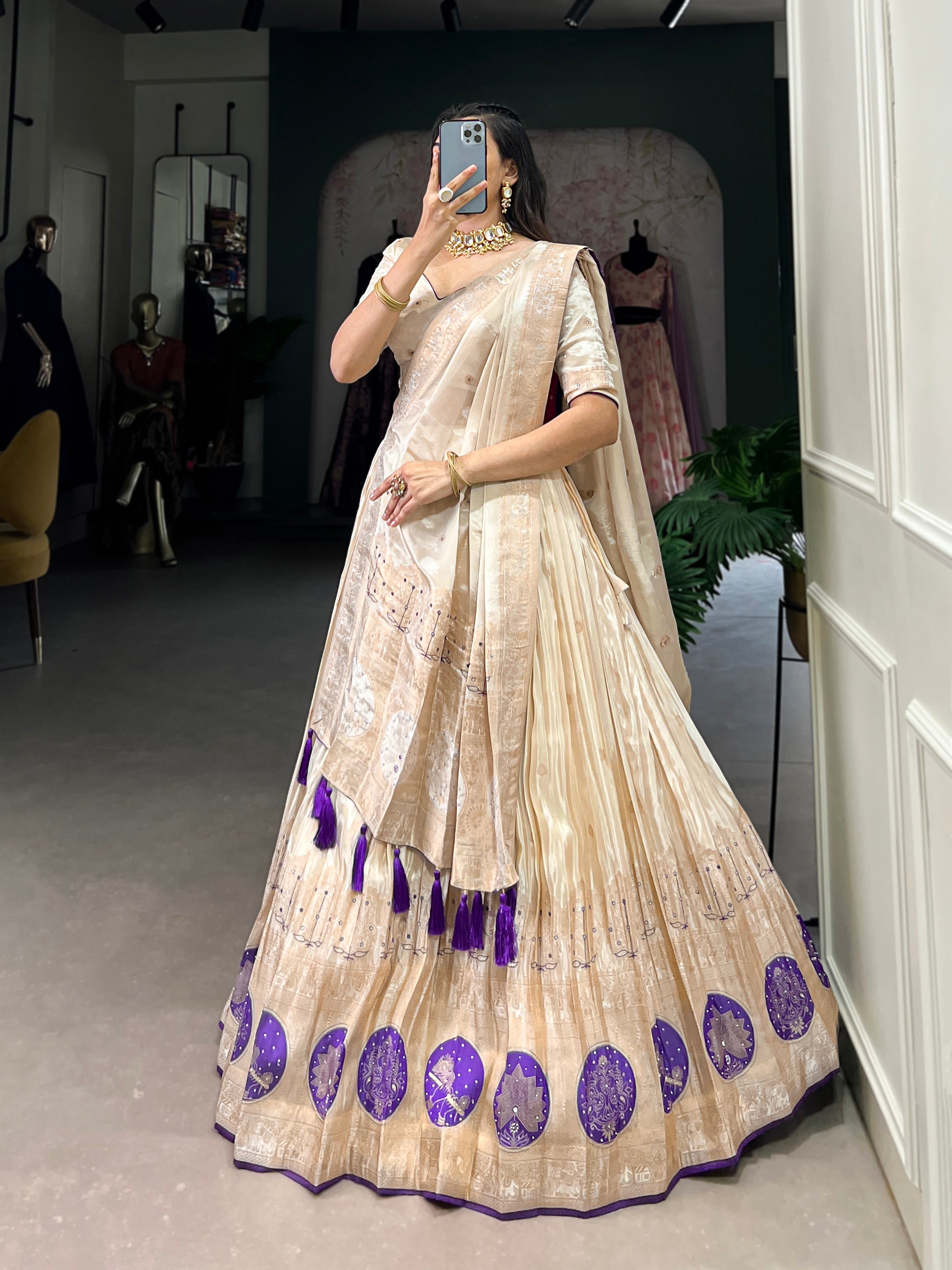 Elegant designer lehenga set with blouse and dupatta for weddings