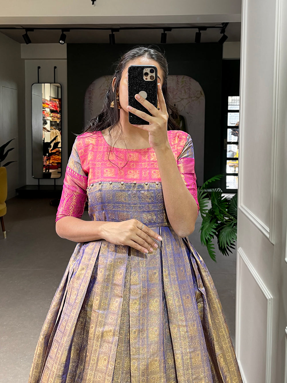 Blue Color Zari Weaving Work Kanjivaram Gown