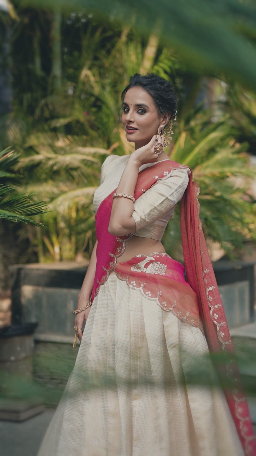 Elegant Off White Golden Zari Weaving Work Lehenga with Zari Shimmer Dupatta