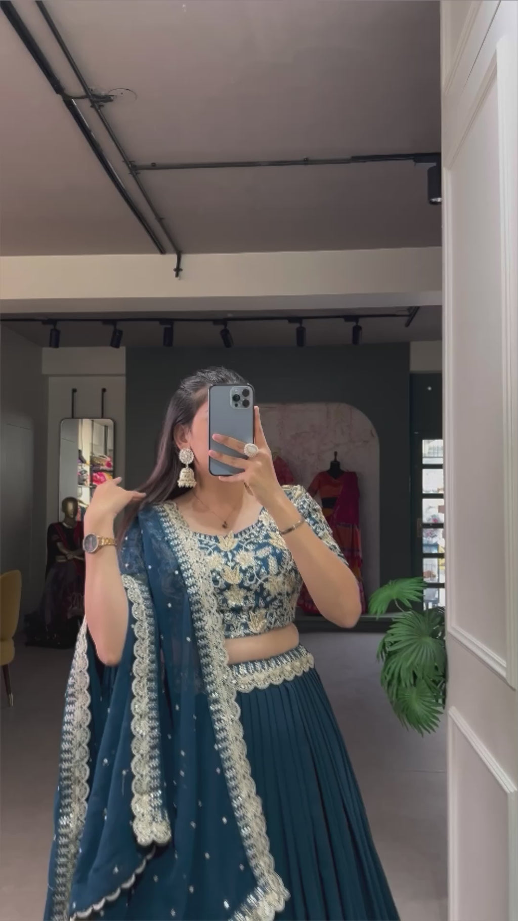 Elegant Teal Blue Lehenga Choli