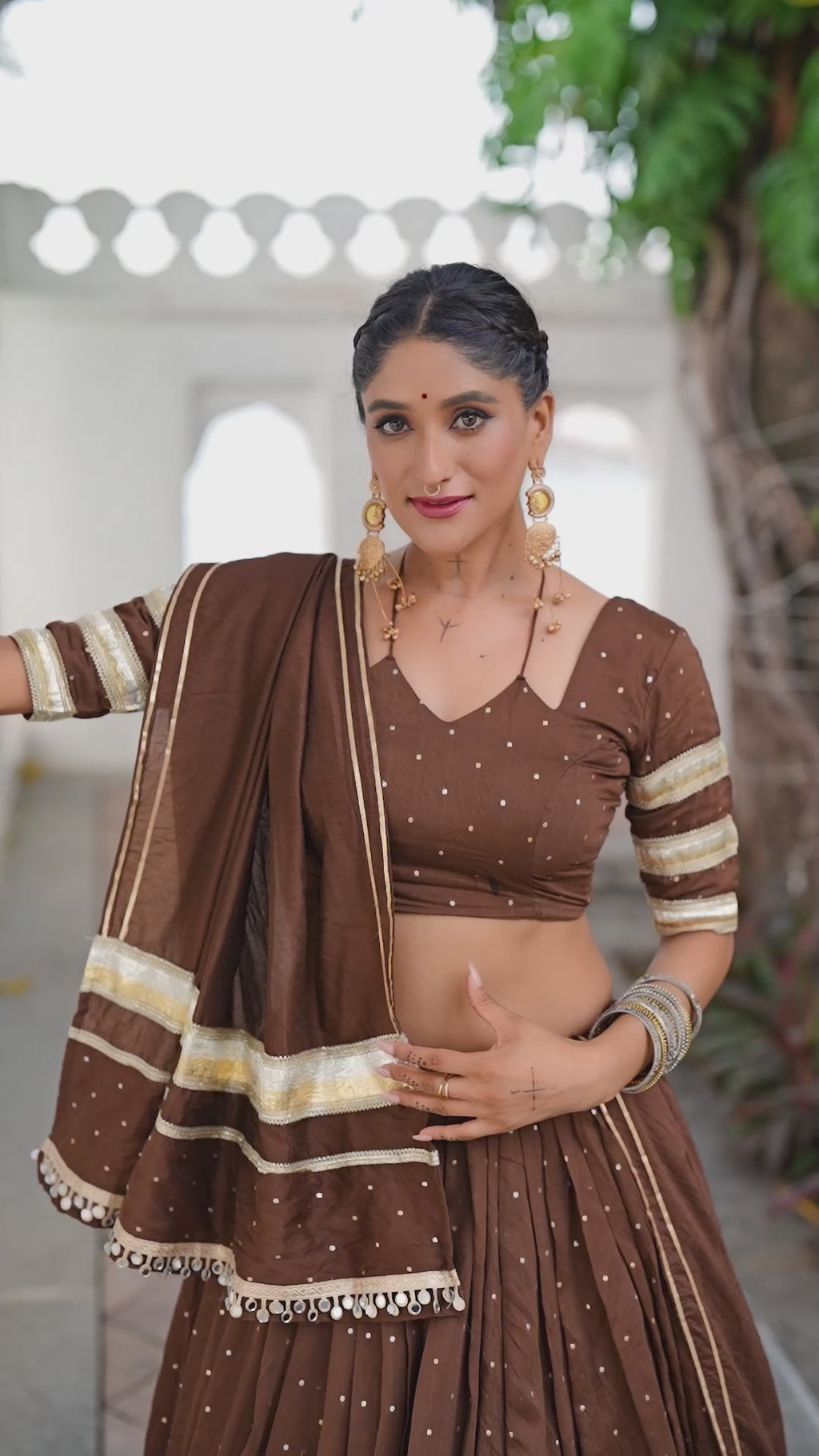 Elegant Pure Chanderi Lehenga Choli with Zari Border Detailing