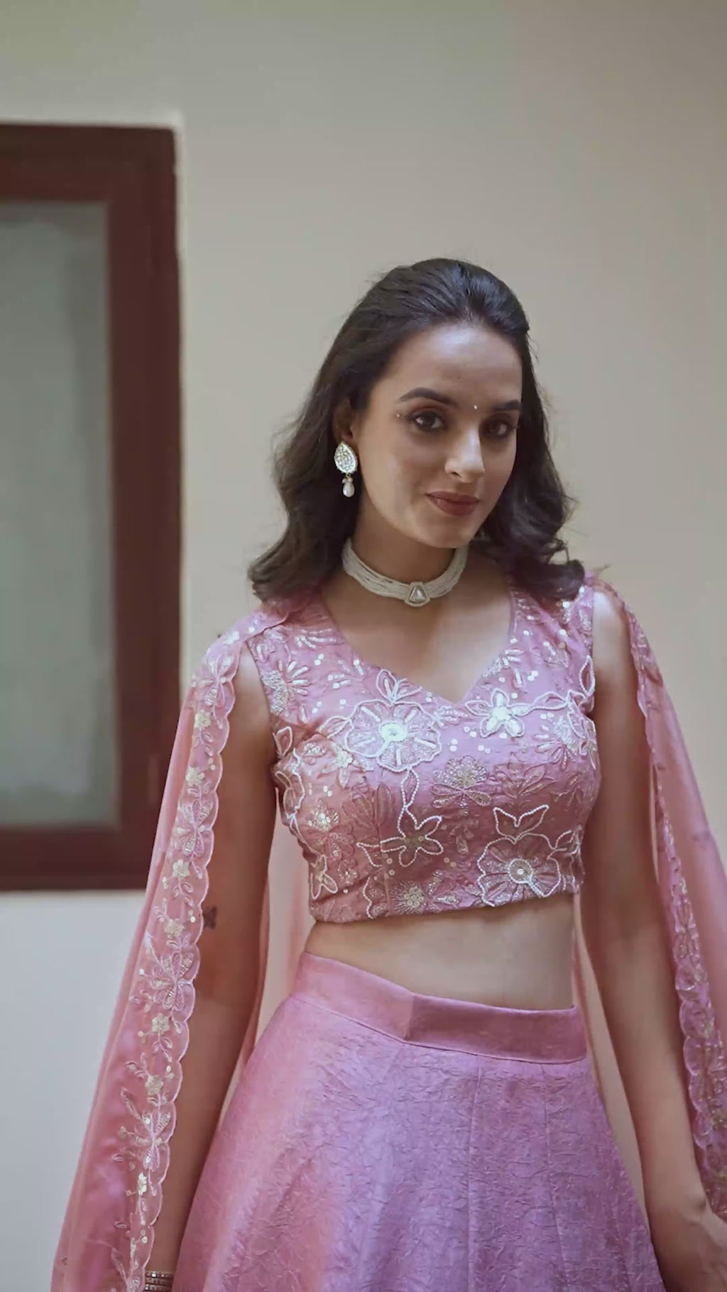 Designer  Pre-draped Pallu and a Stylish Keyhole