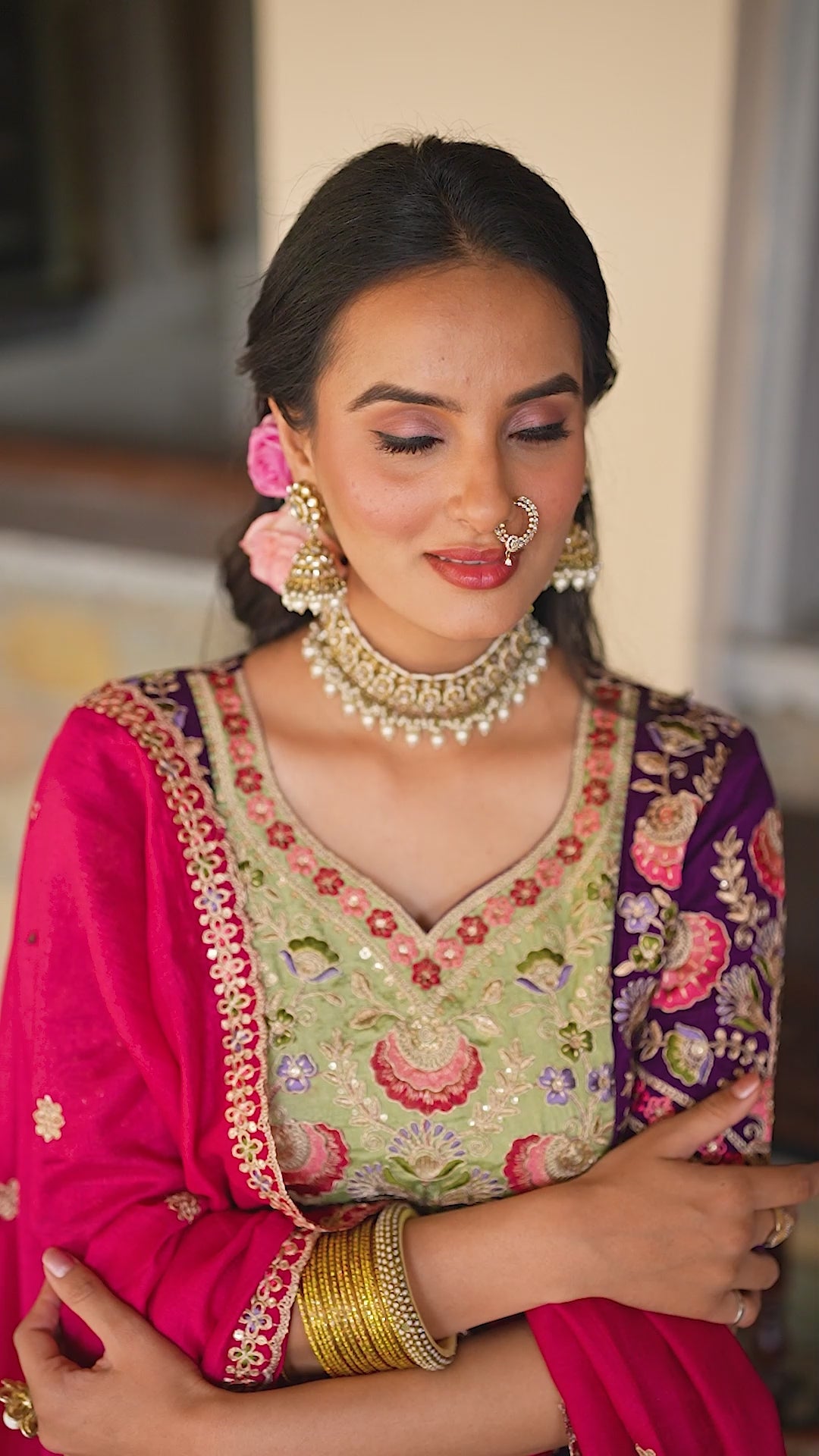 Regal Purple and Rani Pink Bridal Lehenga Choli with Heavy Embroidery