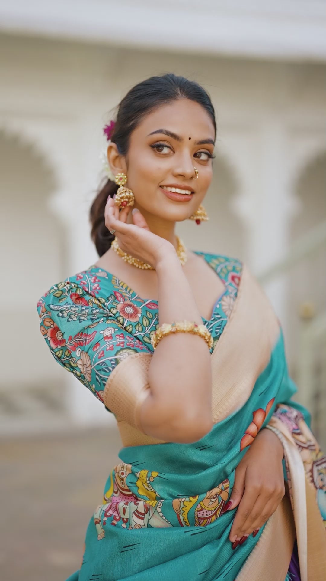 Regal Beige Handcrafted Lehenga with Traditional Motifs