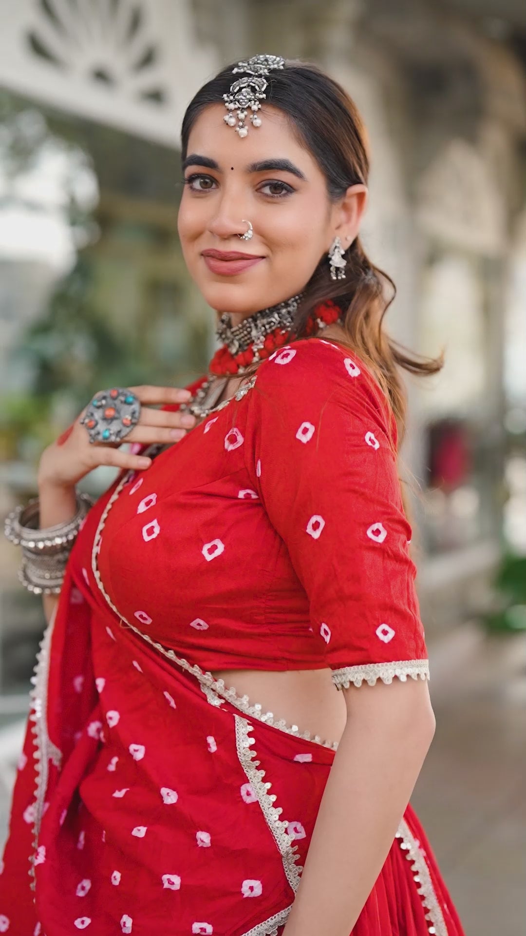 Bandhej Print Pure Chanderi Lehenga Choli