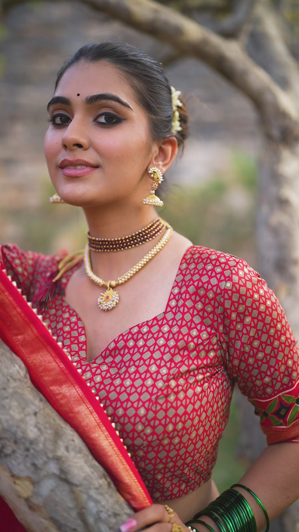 Elegant Red and Olive Traditional Lehenga Ensemble