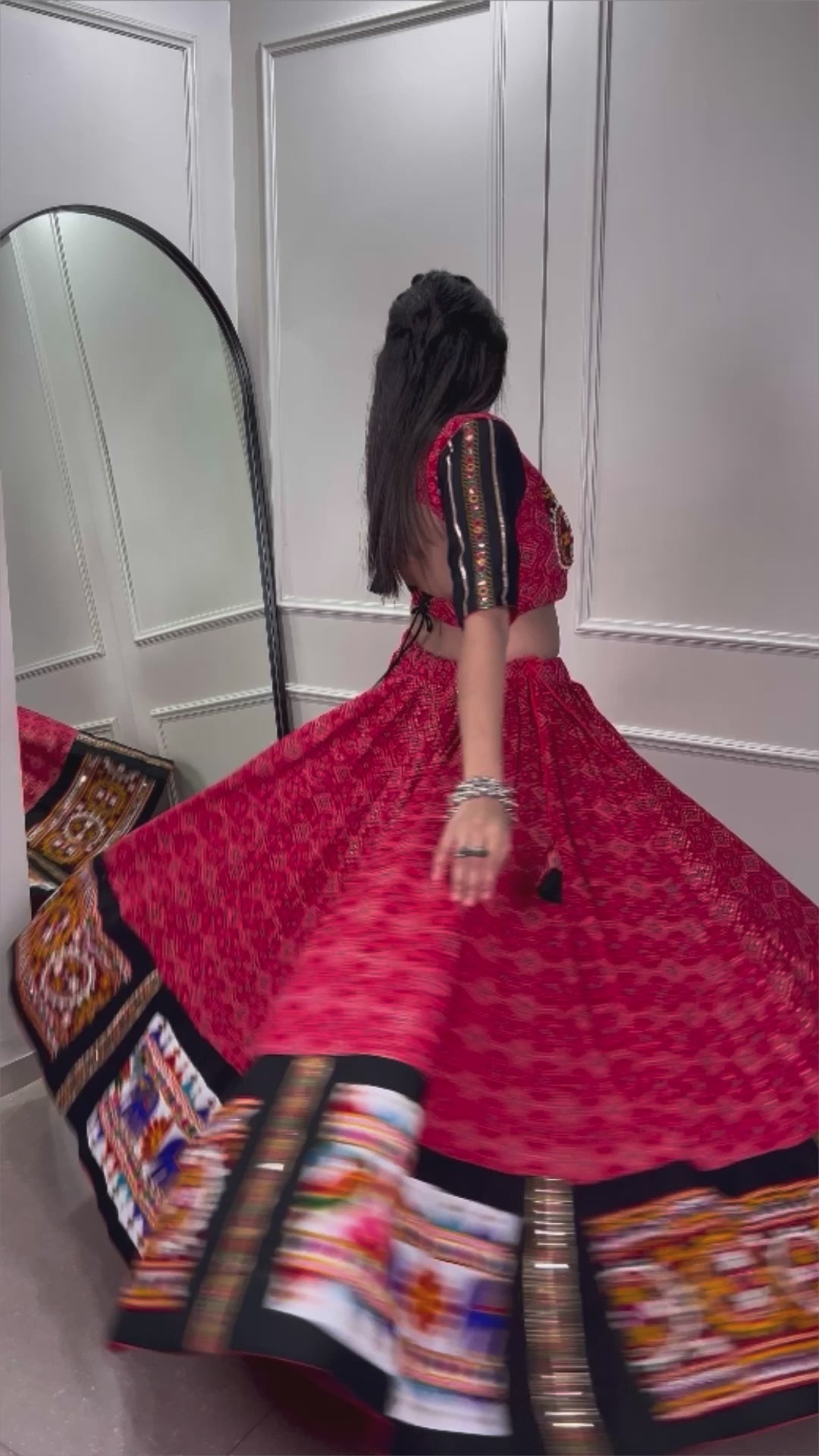 Pure Cotton Red Lehenga Choli with Traditional Embroidery