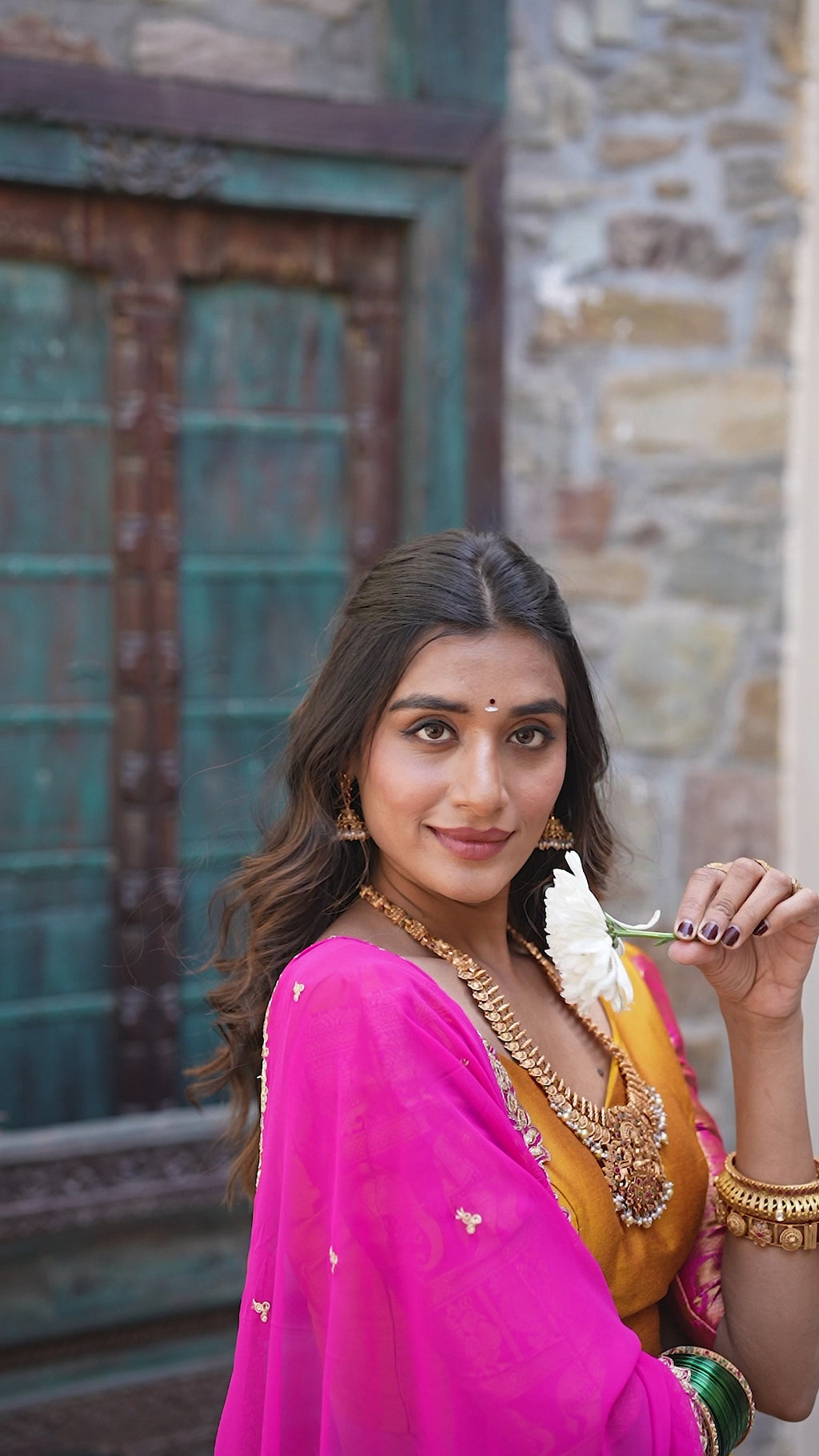 Narayan Pattu Lehenga with Zari Border and Embellished Dupatta