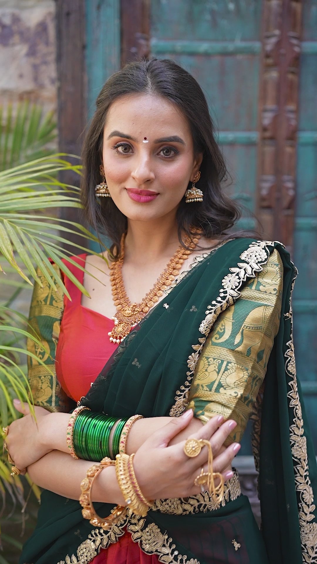 Narayan Pattu Lehenga with Zari Border and Embellished Dupatta