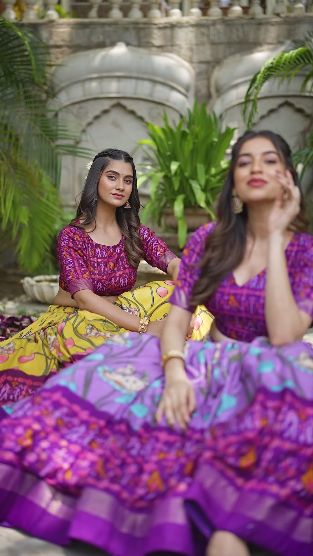 Vibrant Fusion Lehenga in Pink & Navy with Artistic Motifs