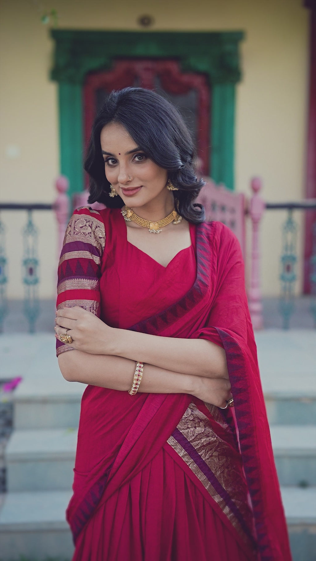 Elegant Lehenga Choli with Designer Woven Sleeves