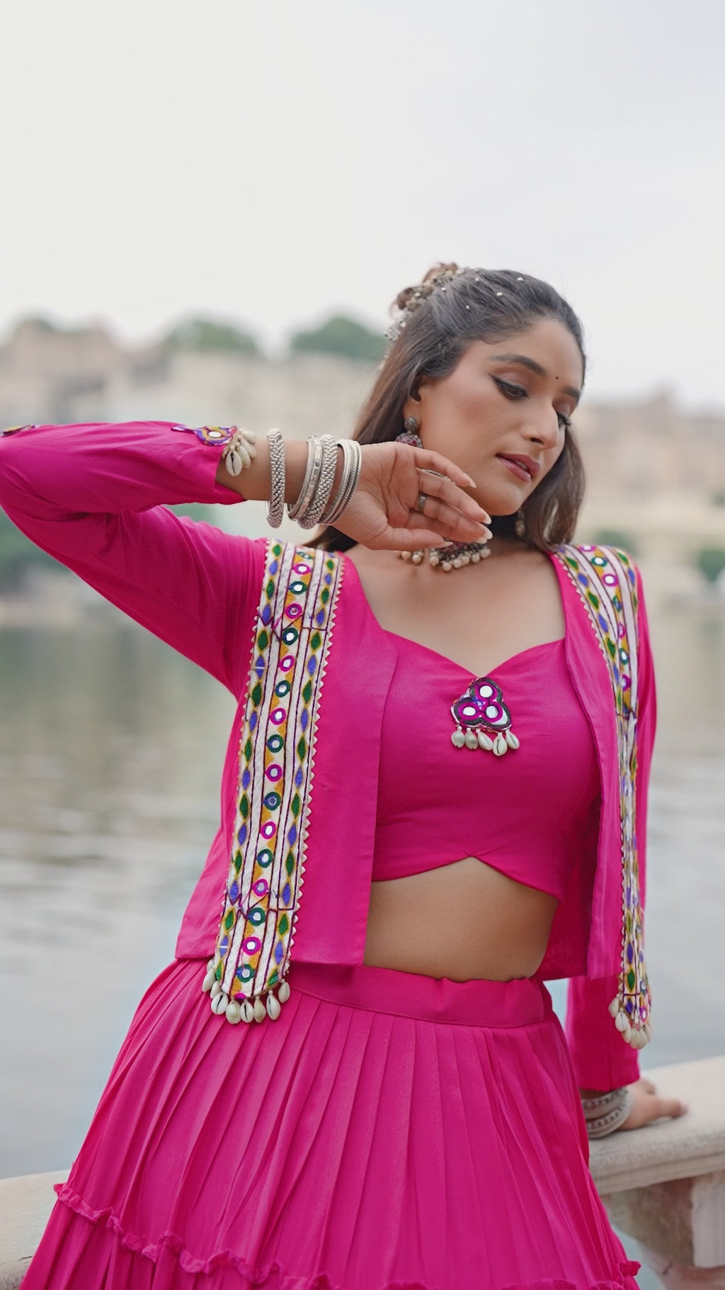 Solid black pure Rayon choli styled for traditional party looks