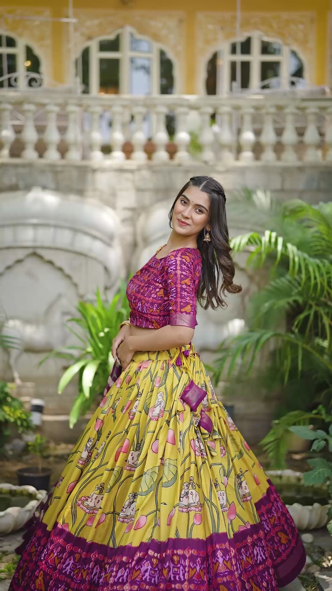 Vibrant Fusion Lehenga in Pink & Navy with Artistic Motifs