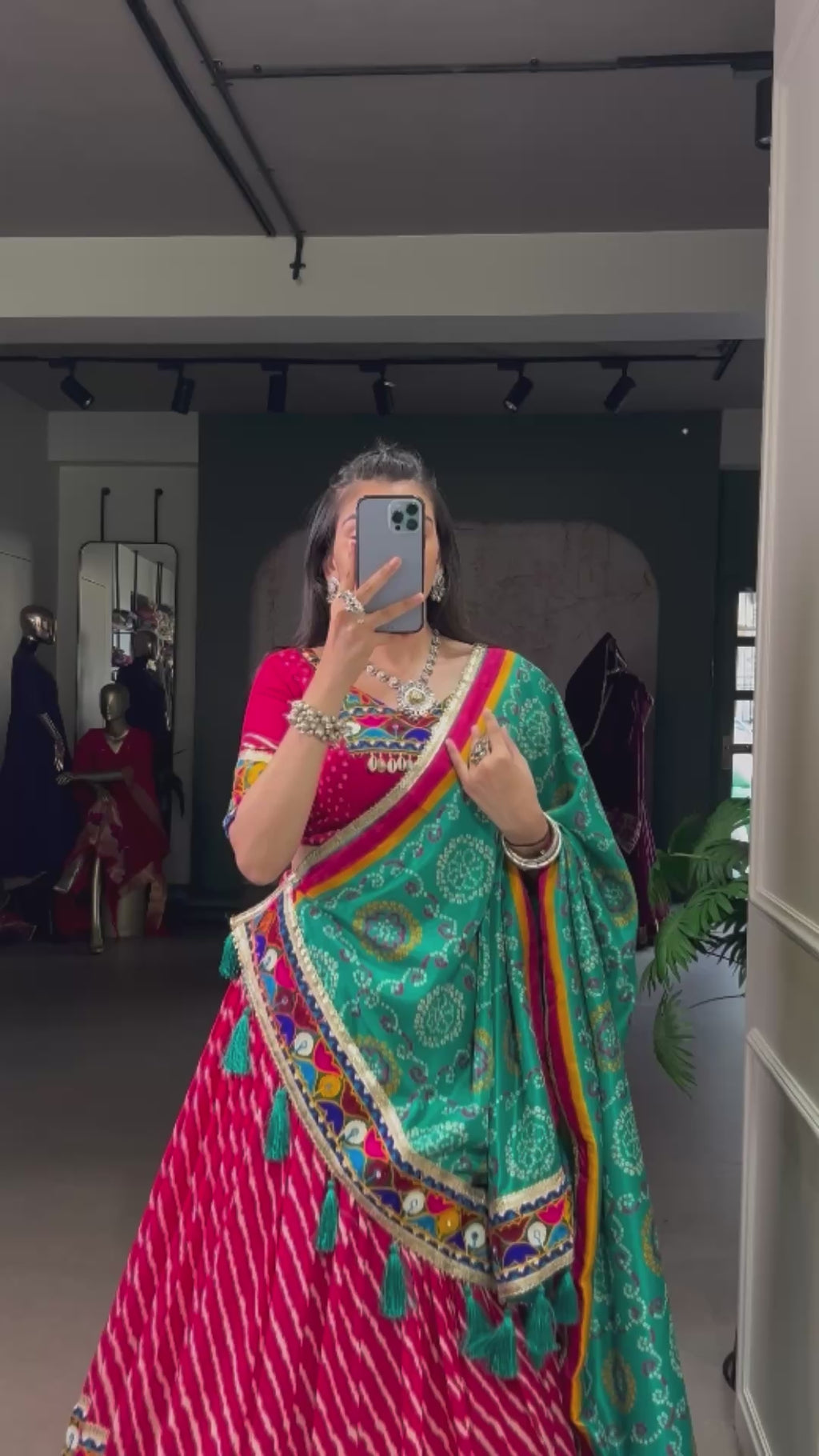 Pink Leheriya Tussar Silk With Patola Print Border Lace Touch Up