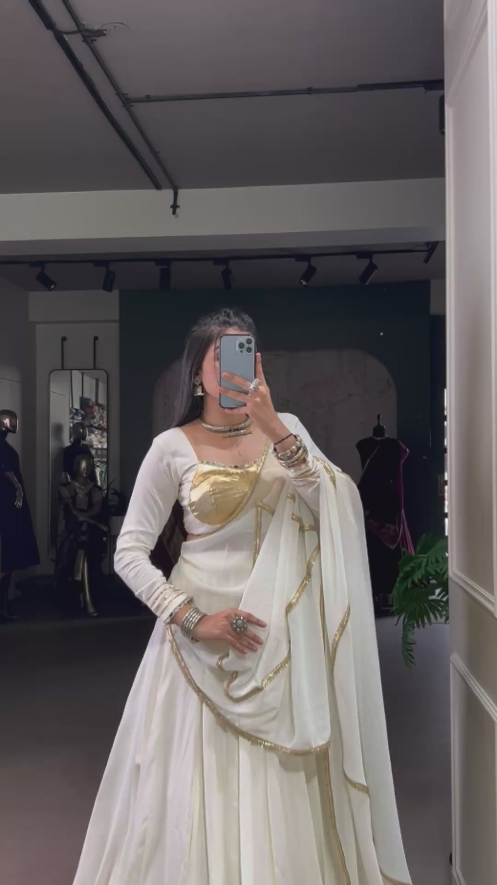 Elegant Flared Lehenga Choli with Classic Golden Detailing