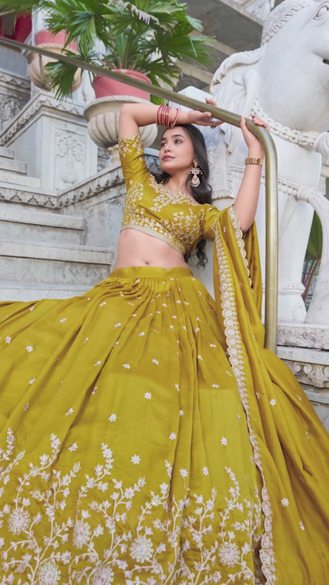 Sun-kissed sophistication in an exquisite mustard yellow lehenga.