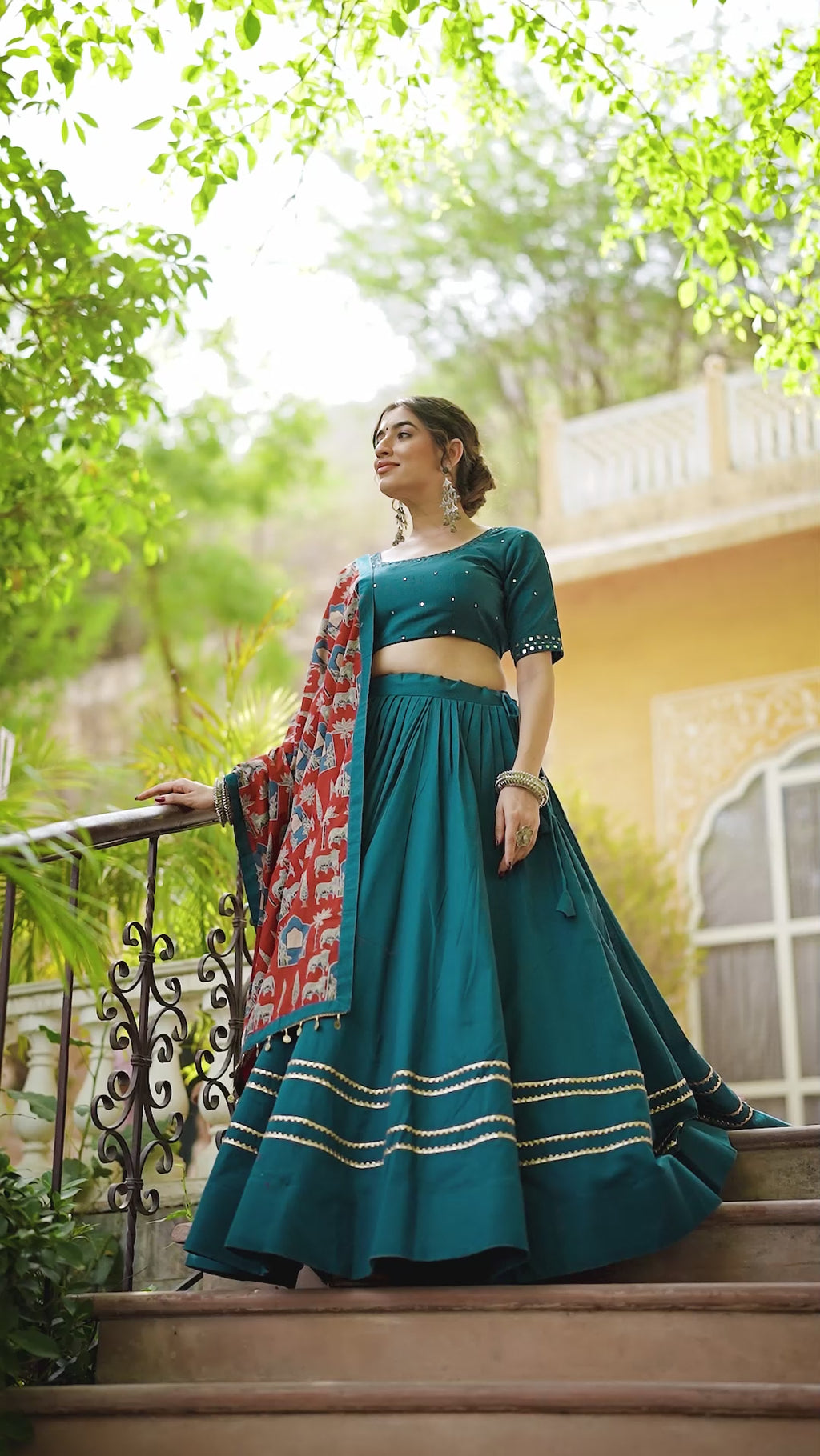 Stylish Black Lehenga with Handblock Printed Dupatta