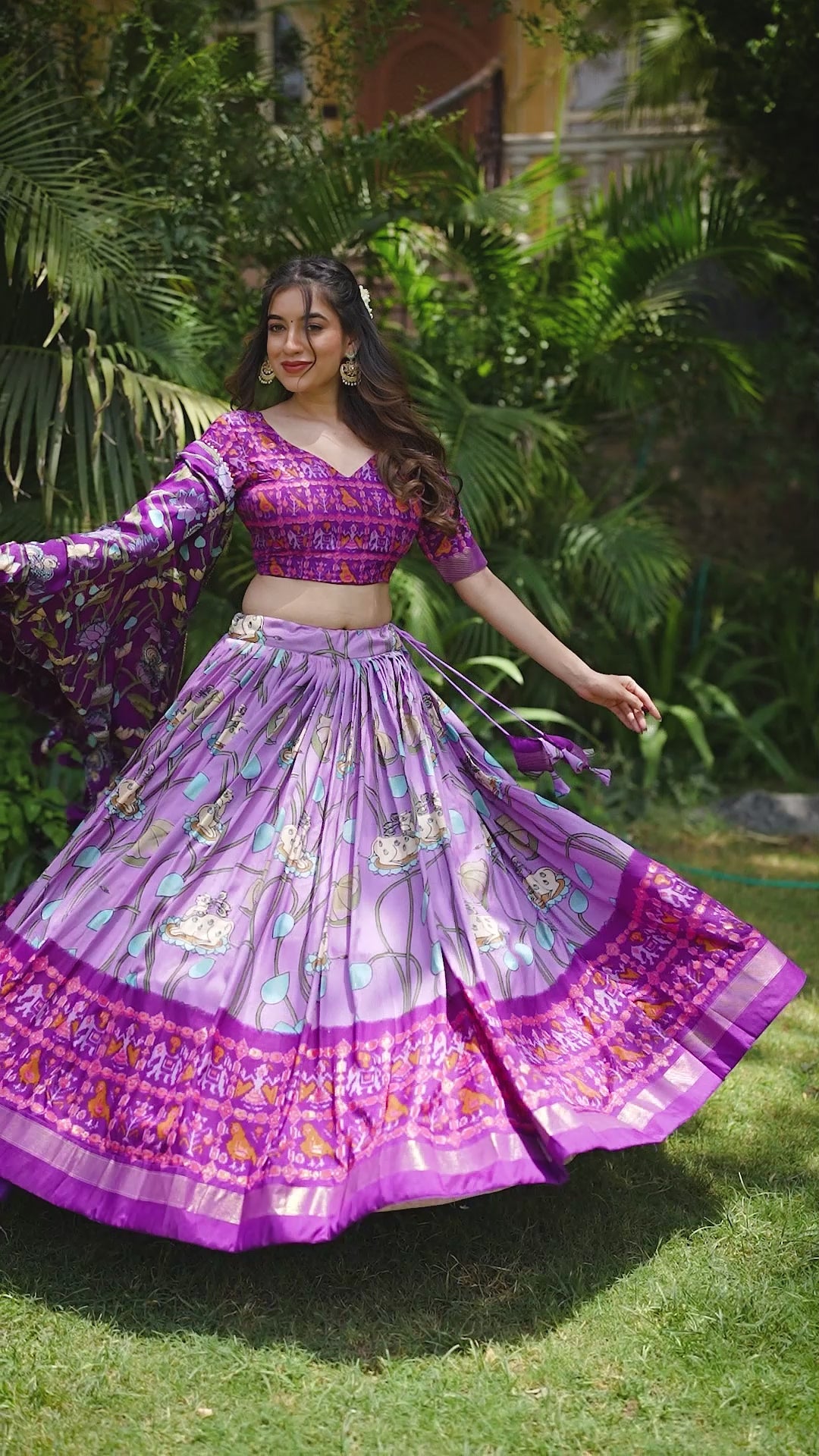 Vibrant Fusion Lehenga in Pink & Navy with Artistic Motifs