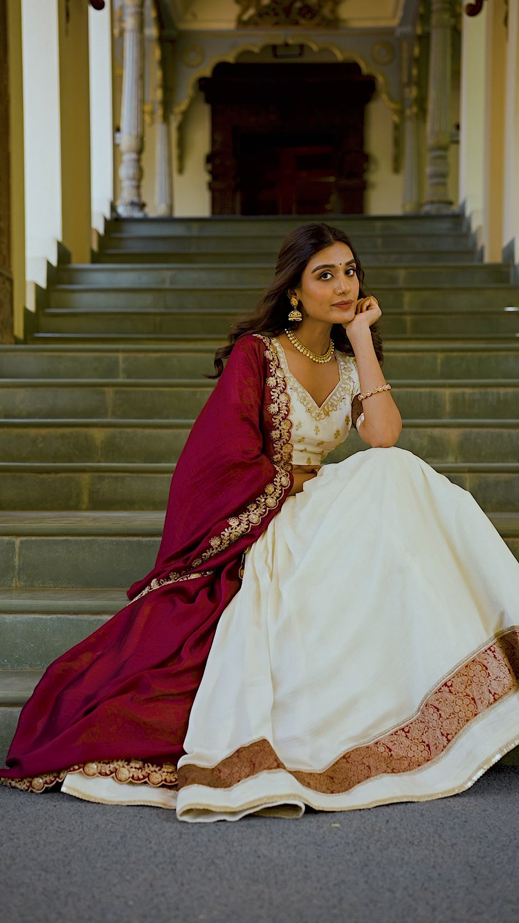 Pure Vichitra Silk Lehenga with Dupatta and Zari Weaving Work Lace Border Belt