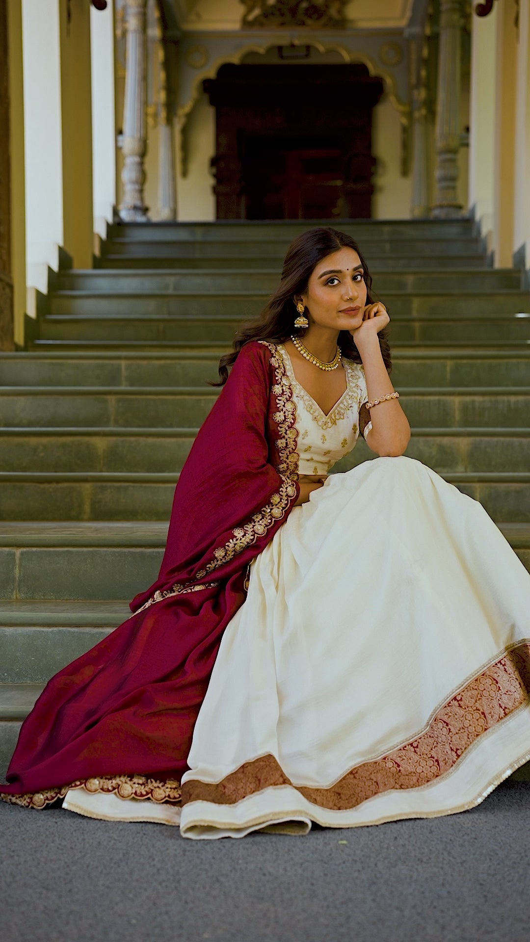 Pure Vichitra Silk Lehenga with Dupatta and Zari Weaving Work Lace Border Belt